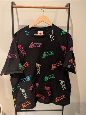 Icecream Black Short-Sleeve Tee with Neon Cat Motif
